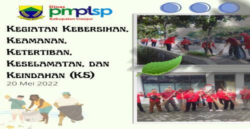 Kegiatan K5 (Jum'at Bersih) oleh Tim DPMPTSP Kabupaten Cianjur, lokasi: Perempatan Bojong - Dishub Cianjur